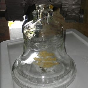 VINTAGE LEJON BRANDY BICENTENNIAL COMMEMORATIVE GLASS LIBERTY BELL DECANTER.